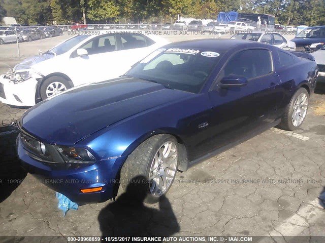 1ZVBP8CF7B5167168 - 2011 FORD MUSTANG GT BLUE photo 2