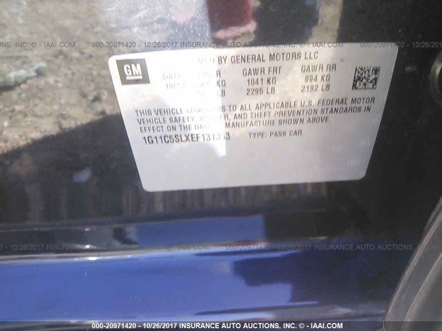 1G11C5SLXEF131353 - 2014 CHEVROLET MALIBU 1LT GRAY photo 9