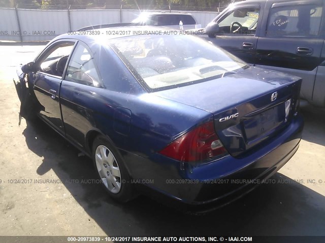 1HGEM22941L022182 - 2001 HONDA CIVIC SI/EX BLUE photo 3