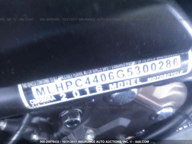 MLHPC4406G5300286 - 2016 HONDA CBR500 RA-ABS BLACK photo 10