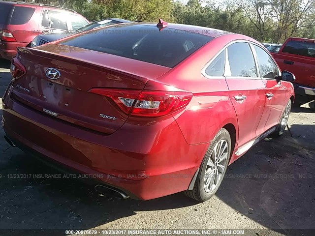 5NPE34AF2FH143065 - 2015 HYUNDAI SONATA SPORT/LIMITED RED photo 4