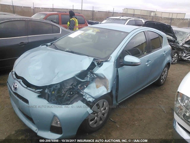 JTDKDTB32D1056379 - 2013 TOYOTA PRIUS C Light Blue photo 2