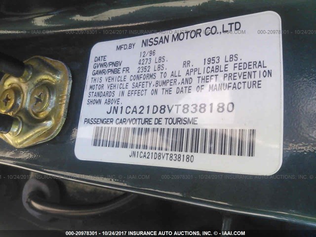 JN1CA21D8VT838180 - 1997 NISSAN MAXIMA GLE/GXE/SE GREEN photo 9