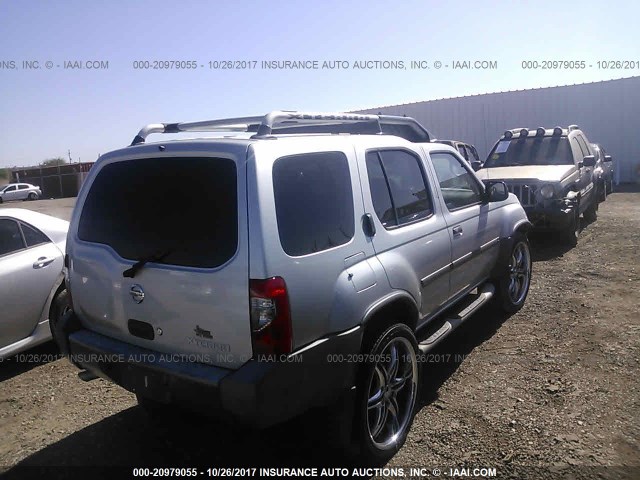 5N1ED28T24C681878 - 2004 NISSAN XTERRA XE/SE SILVER photo 4