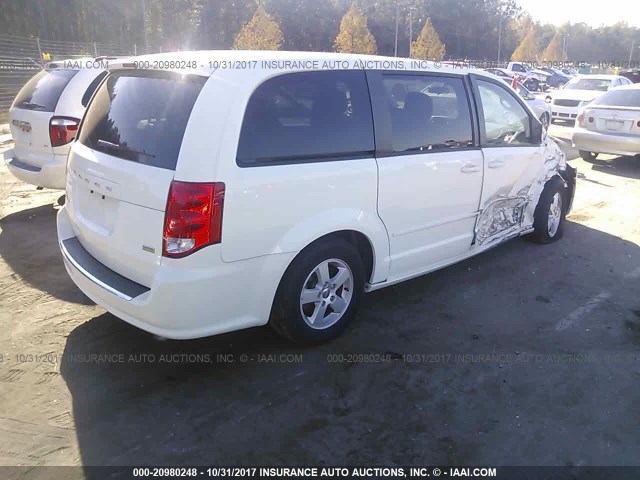 2C4RDGCG4DR527841 - 2013 DODGE GRAND CARAVAN SXT WHITE photo 4