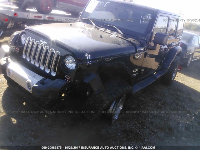 1C4BJWEG6CL209843 - 2012 JEEP WRANGLER UNLIMITE SAHARA BLACK photo 2