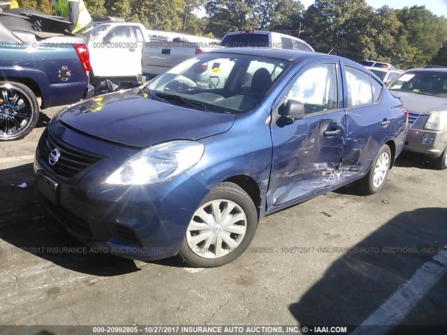 3N1CN7AP9EL850130 - 2014 NISSAN VERSA S/S PLUS/SV/SL BLUE photo 2