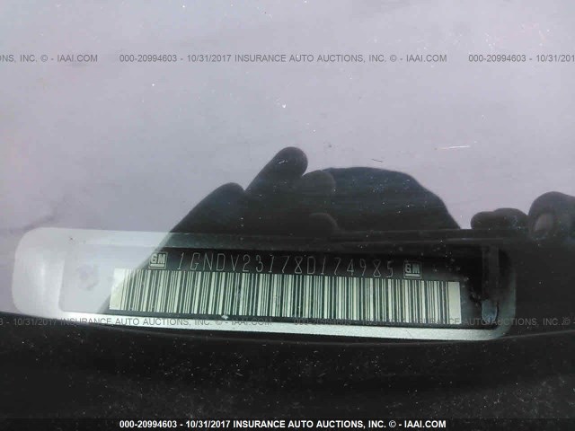 1GNDV23178D174985 - 2008 CHEVROLET UPLANDER LS SILVER photo 9