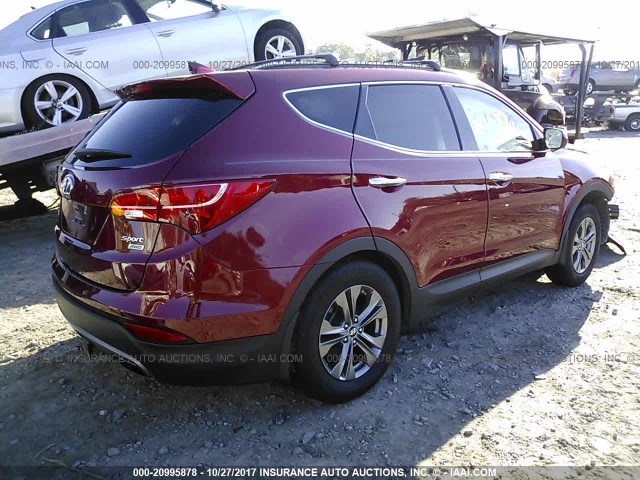 5XYZUDLB1FG235770 - 2015 HYUNDAI SANTA FE SPORT  RED photo 4