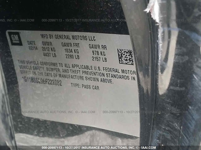 1G11B5SL9EF222682 - 2014 CHEVROLET MALIBU LS 灰色 照片 9