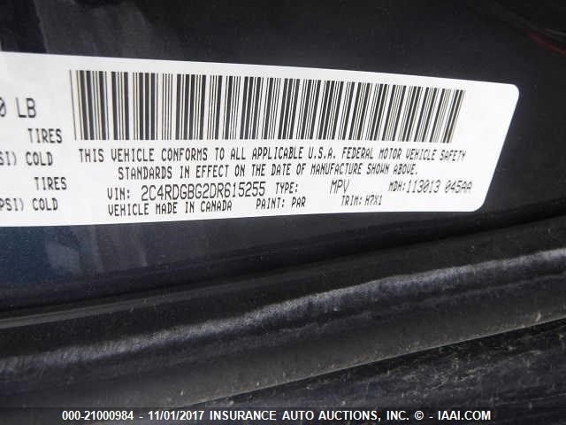 2C4RDGBG2DR615255 - 2013 DODGE GRAND CARAVAN SE BLACK photo 9