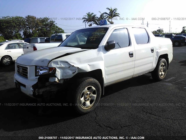 2HJYK16246H553696 - 2006 HONDA RIDGELINE RT WHITE photo 2