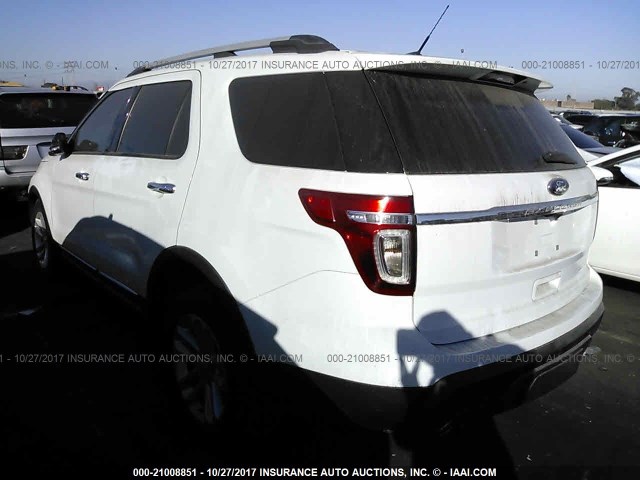 1FM5K7D87DGA59046 - 2013 FORD EXPLORER XLT WHITE photo 3