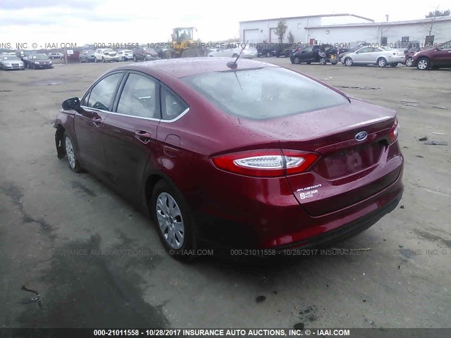 3FA6P0G79ER199734 - 2014 FORD FUSION S RED photo 3