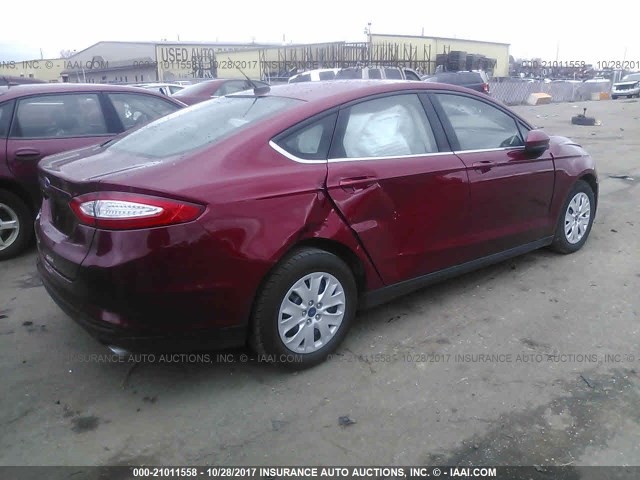 3FA6P0G79ER199734 - 2014 FORD FUSION S RED photo 4
