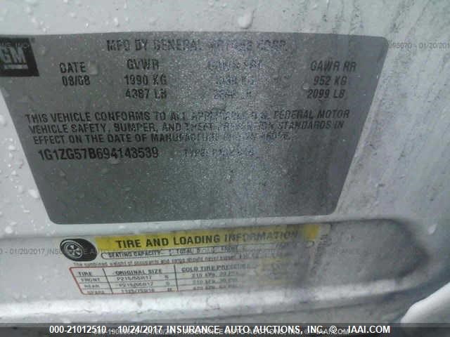 1G1ZG57B694143539 - 2009 CHEVROLET MALIBU LS თეთრი ფოტო 9