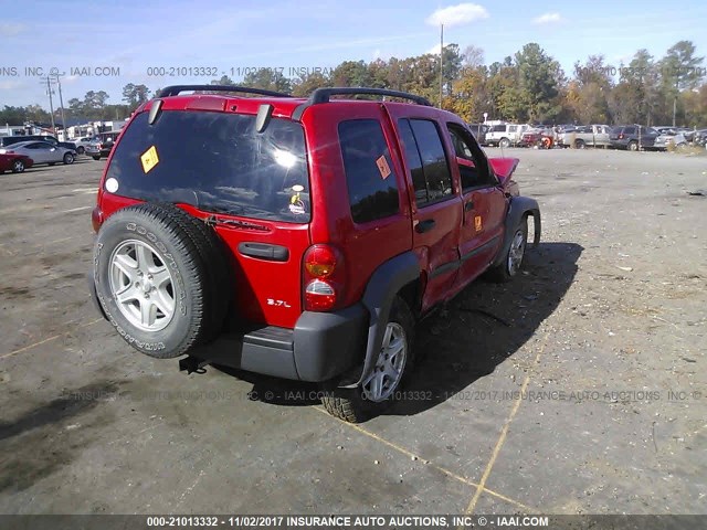 1J4GL48K54W157152 - 2004 JEEP LIBERTY SPORT RED photo 4