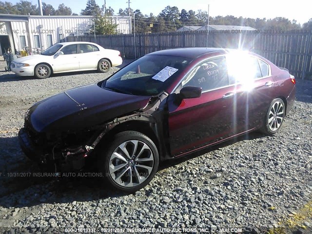 1HGCR2F55FA201303 - 2015 HONDA ACCORD SPORT 栗色 照片 2