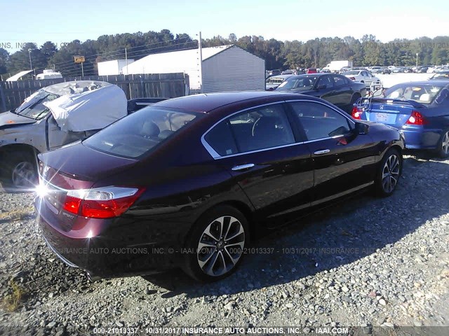 1HGCR2F55FA201303 - 2015 HONDA ACCORD SPORT 栗色 照片 4