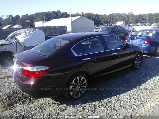 1HGCR2F55FA201303 - 2015 HONDA ACCORD SPORT MAROON photo 4