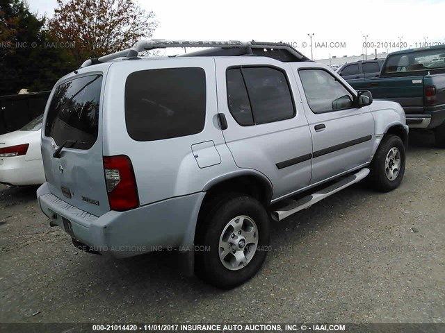 5N1ED28T21C519342 - 2001 NISSAN XTERRA XE/SE SILVER photo 4