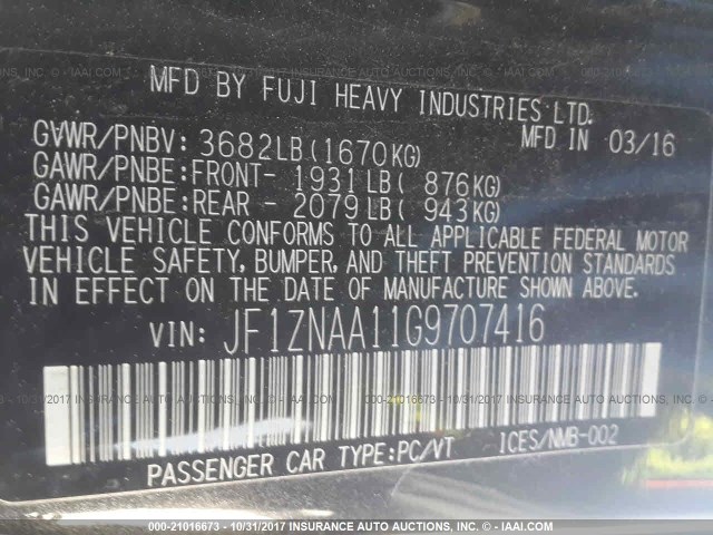 JF1ZNAA11G9707416 - 2016 TOYOTA SCION FR-S GRAY photo 9