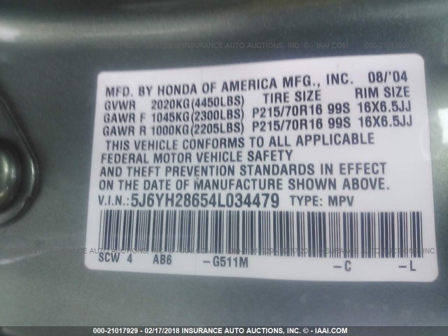 5J6YH28654L034479 - 2004 HONDA ELEMENT EX GREEN photo 9