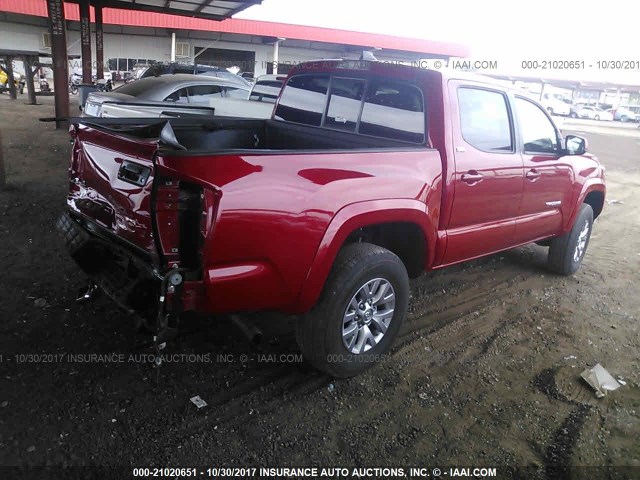 3TMCZ5AN4GM011259 - 2016 TOYOTA TACOMA DBL CAB/SR/SR5/TRD SPT/OR RED photo 4