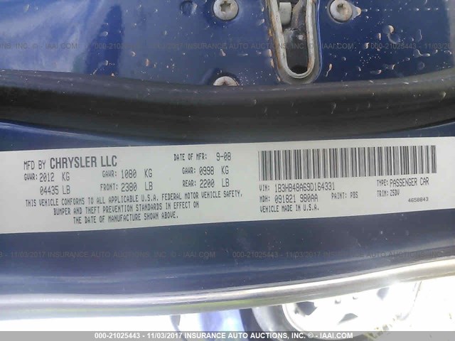 1B3HB48A69D164331 - 2009 DODGE CALIBER SXT BLUE photo 9