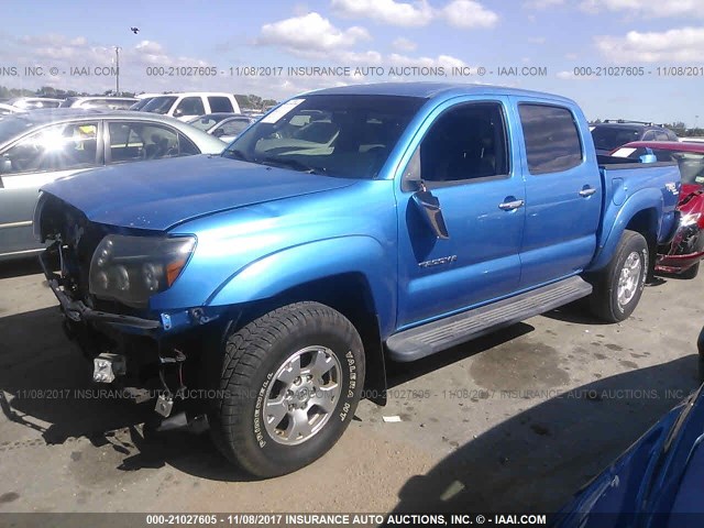 3TMJU62N58M055251 - 2008 TOYOTA TACOMA DOUBLE CAB PRERUNNER BLUE photo 2