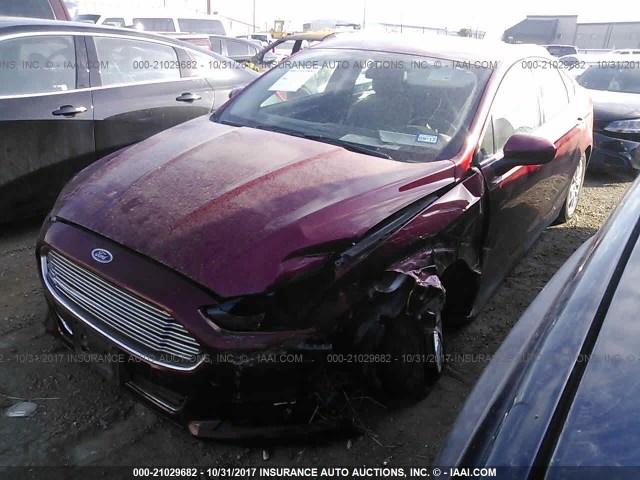 3FA6P0G71GR132578 - 2016 FORD FUSION S RED photo 2