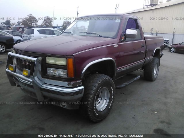 1GTDK14K5LZ509255 - 1990 GMC SIERRA K1500 BURGUNDY photo 2