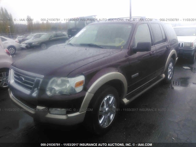 1FMEU64E67UA99666 - 2007 FORD EXPLORER EDDIE BAUER MAROON photo 2