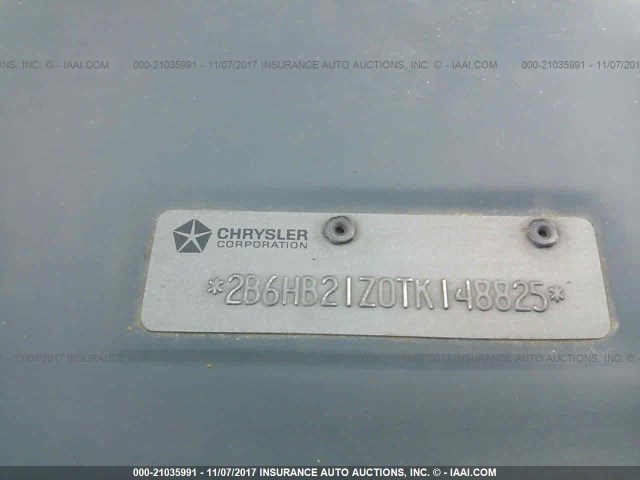 2B6HB21Z0TK148825 - 1996 DODGE RAM VAN B2500 WHITE photo 9