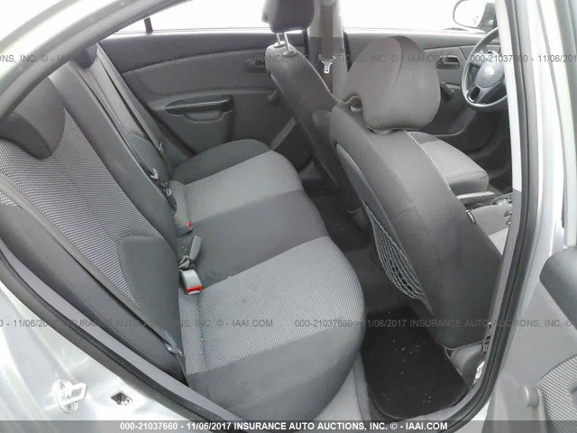 KNADH4A3XA6634521 - 2010 KIA RIO LX/SX SILVER photo 8