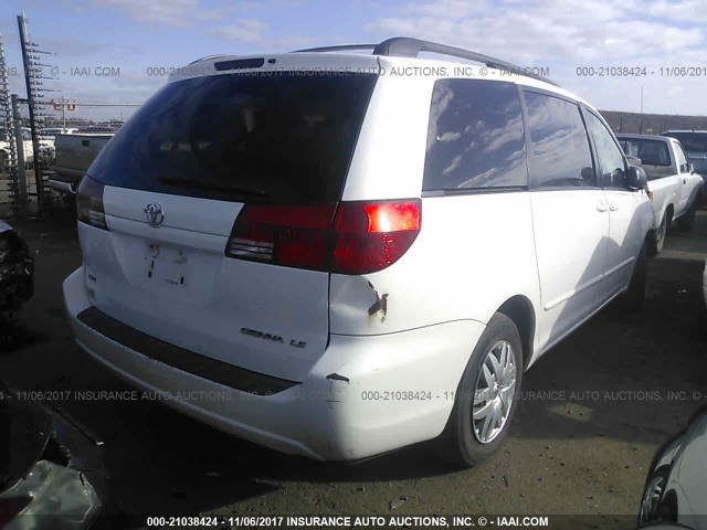 5TDZA23C25S304019 - 2005 TOYOTA SIENNA CE/LE WHITE photo 4