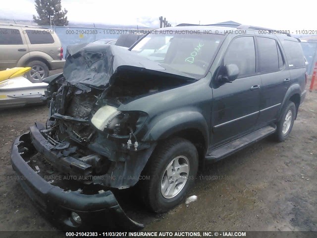5TDBT48A72S128501 - 2002 TOYOTA SEQUOIA LIMITED GREEN photo 2