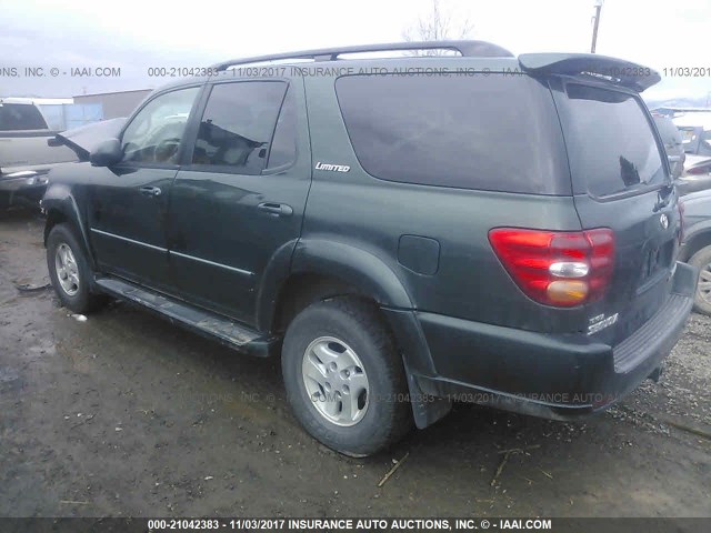 5TDBT48A72S128501 - 2002 TOYOTA SEQUOIA LIMITED GREEN photo 3