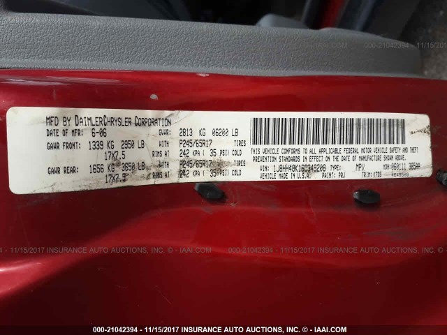 1J8HH48K16C349208 - 2006 JEEP COMMANDER 红色 照片 9