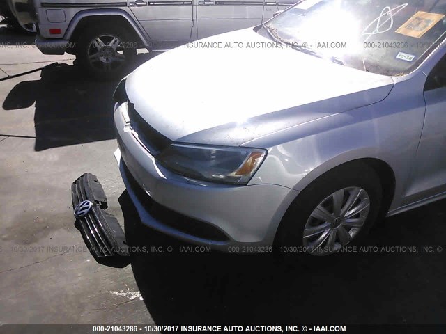 3VW2K7AJ7CM467353 - 2012 VOLKSWAGEN JETTA S SILVER photo 6