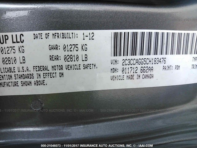 2C3CCAGG5CH183476 - 2012 CHRYSLER 300 S GRAY photo 9