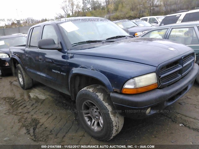 1B7HG38N92S531219 - 2002 DODGE DAKOTA QUAD SPORT/QUAD R/T Dark Blue photo 1