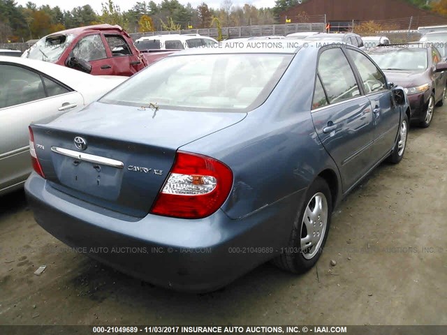 4T1BE30K42U604560 - 2002 TOYOTA CAMRY LE/XLE/SE BLUE photo 4