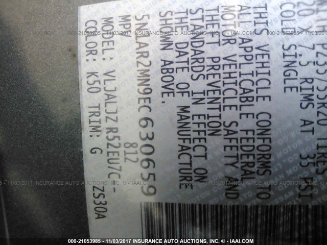 5N1AR2MN9EC630659 - 2014 NISSAN PATHFINDER S/SV/SL/PLATINUM 灰色 照片 9