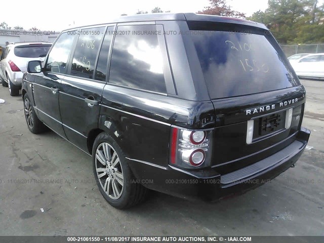 SALMF1D47BA332994 - 2011 LAND ROVER RANGE ROVER HSE LUXURY BLACK photo 3