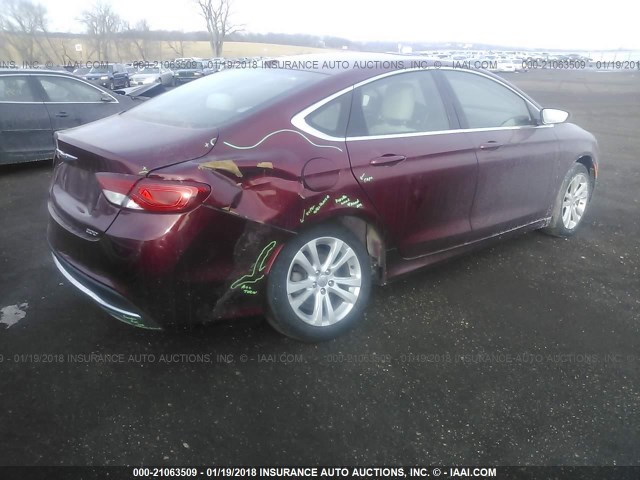 1C3CCCAB9FN537665 - 2015 CHRYSLER 200 LIMITED MAROON photo 4