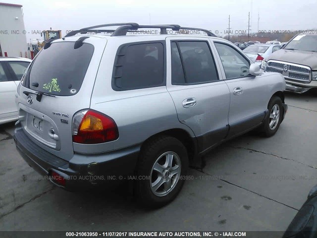 KM8SC13E54U786319 - 2004 HYUNDAI SANTA FE GLS/LX SILVER photo 4