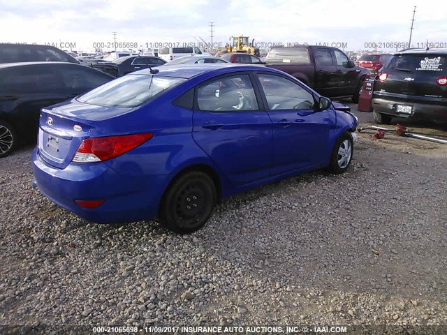 KMHCT4AEXEU673458 - 2014 HYUNDAI ACCENT GLS/GS BLUE photo 4