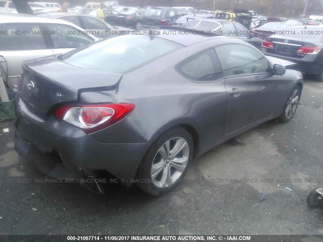 KMHHT6KD2CU076647 - 2012 HYUNDAI GENESIS COUPE 2.0T GRAY photo 4