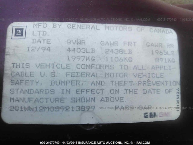 2G1WW12M0S9213899 - 1995 CHEVROLET MONTE CARLO LS 红色 照片 9